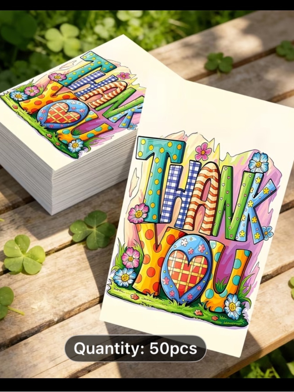 Blank THANK YOU Cards - Colorful Multicolor Design (50pcs)
